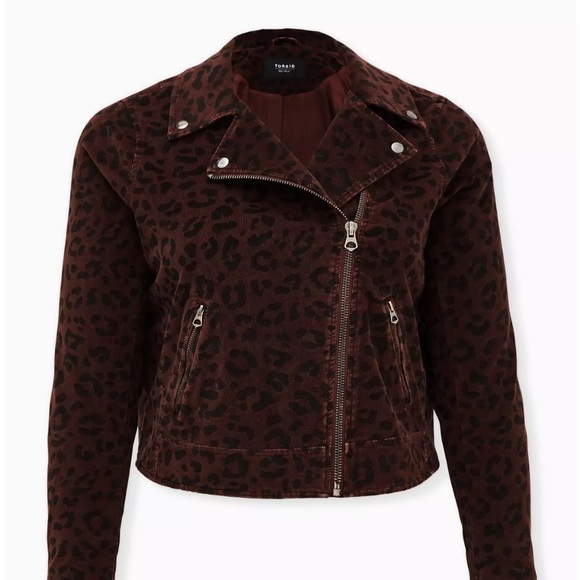 Torrid Black Moto and Brown Cheetah Moto Jacket Size 4 - Picture 7 of 7